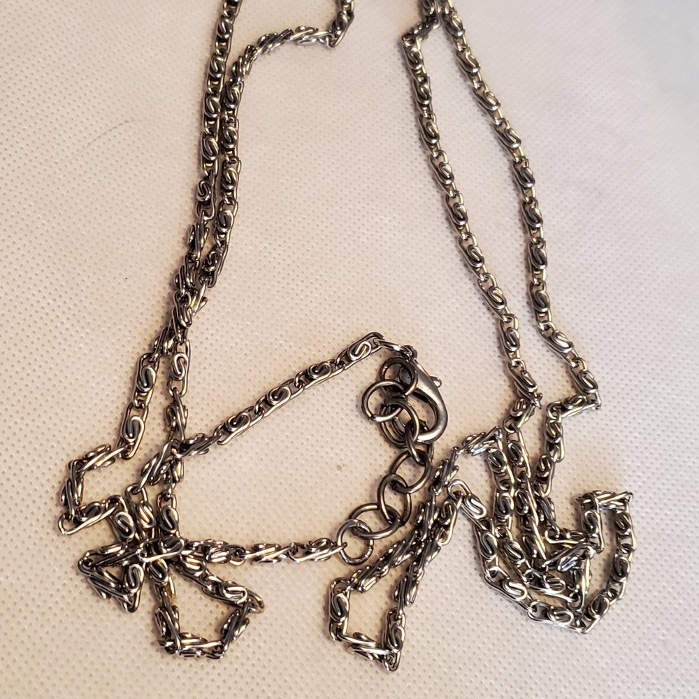 46" Stainless Steel S Link Strand Long Necklace